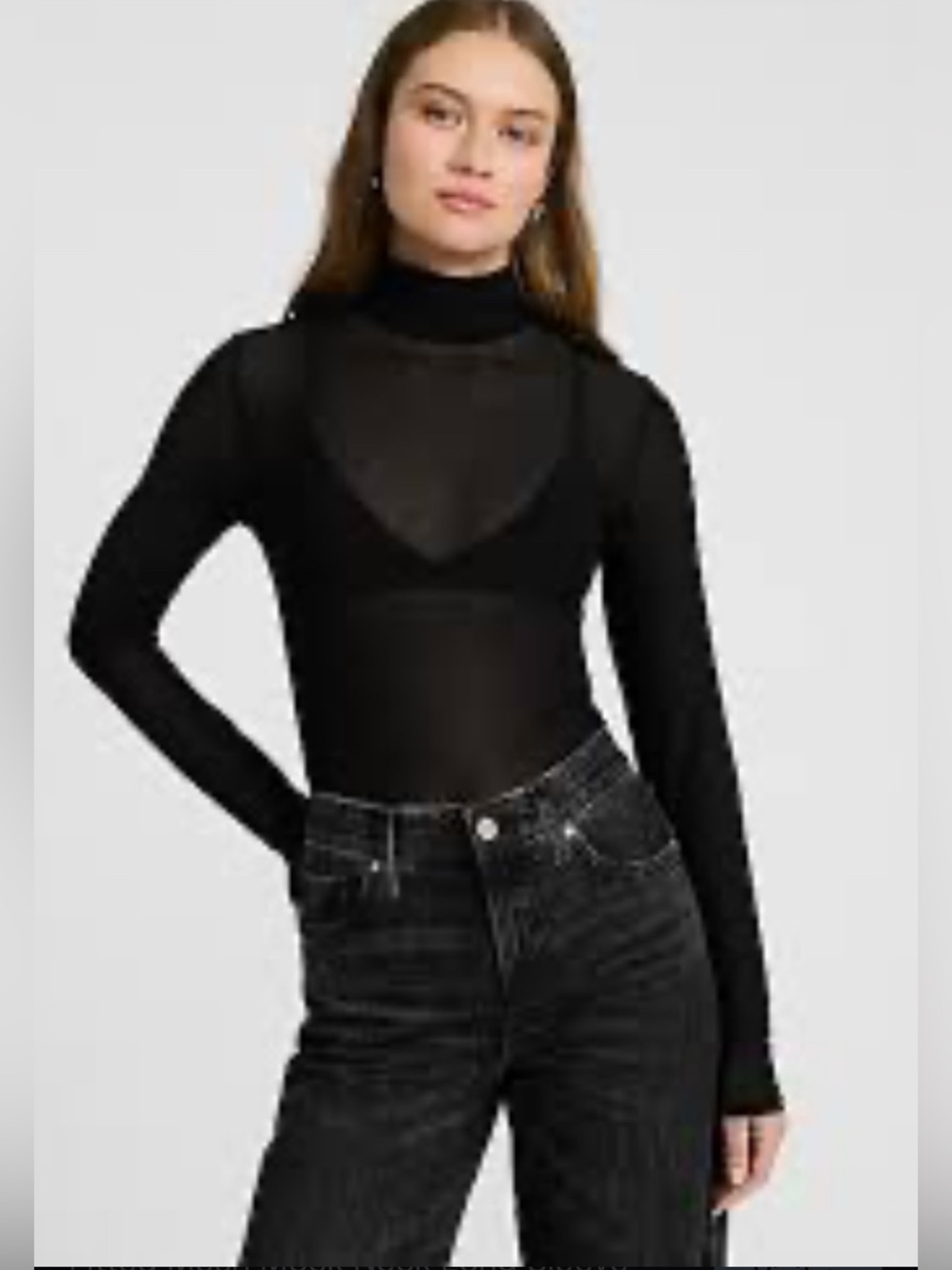Express Sheer Mockneck Bodysuit